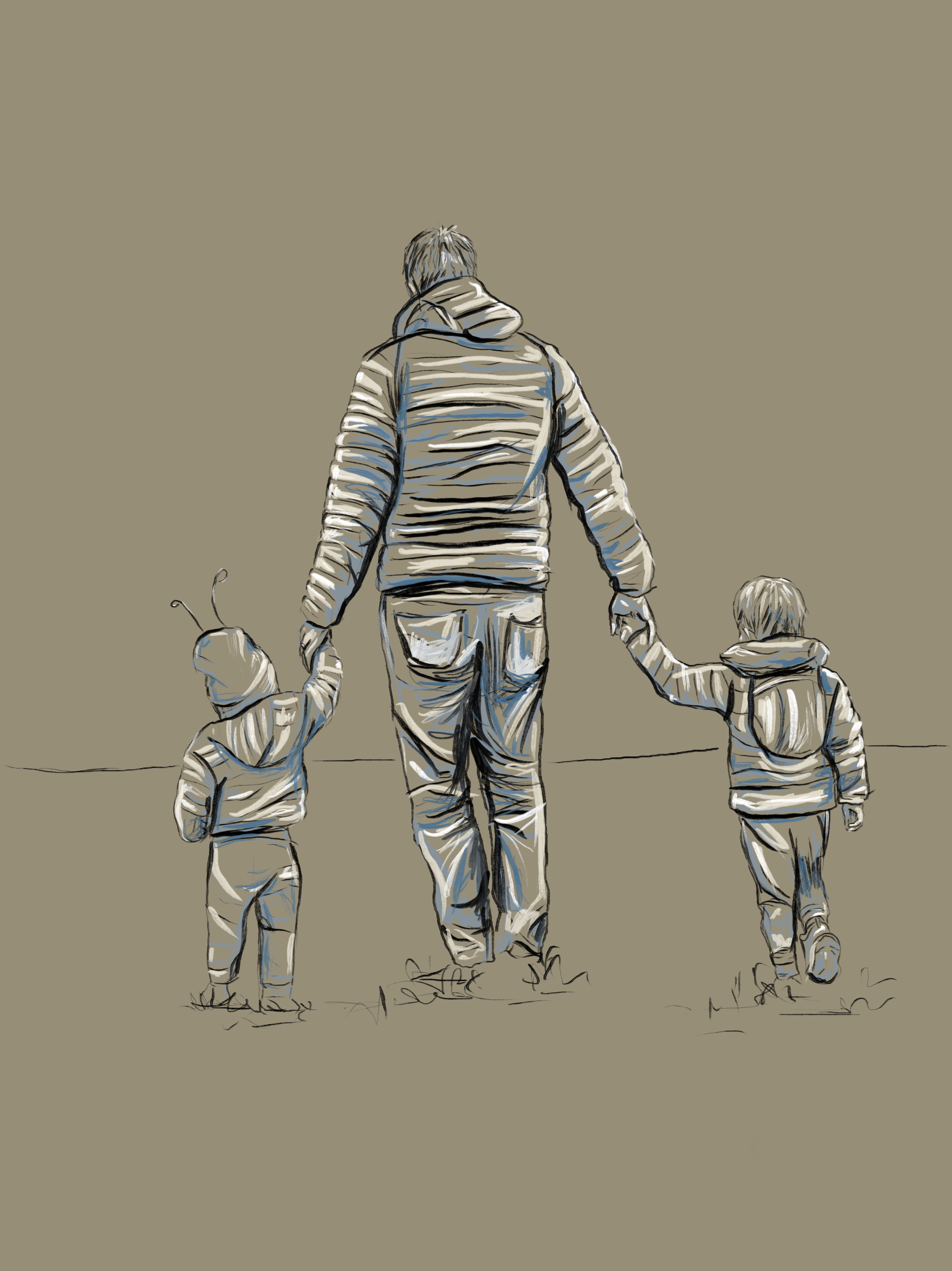  Man and children